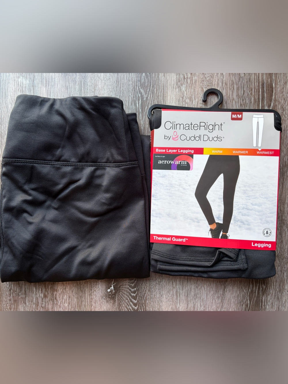 Cuddl Duds ClimateRight Black Base Layer Leggings -2 pair set